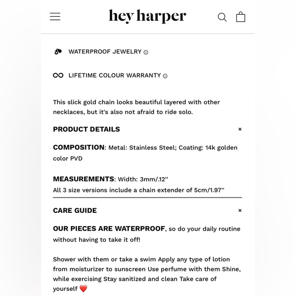 WATERPROOF Gold Curb Chain Necklace - Picture 7 of 8